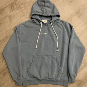 YoungLA Skyline Hoodie 513 Washed Sky Blue Sweatshirt Men's Medium M Heavyweight